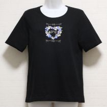 黒ブルーベリー刺繍カットソー【4(L)】
