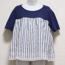 ブルー系ストライプ使いカットソー