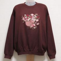 茶薔薇かご刺繍トレーナー【M】