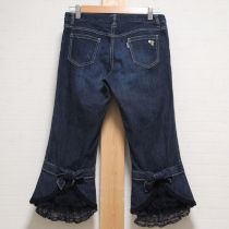 紺裾チュールデニムパンツ【L】
