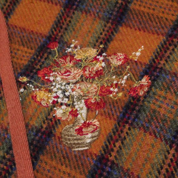 茶系花瓶刺繍ウールジャケット