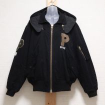 黒【P】サガラワッペンフード付きブルゾン