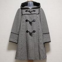 黒千鳥格子フード付コート