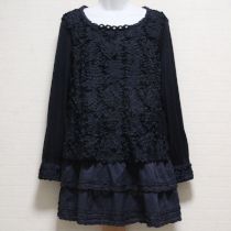紺シフォン使い段々フリルチュニック【4(11号)】