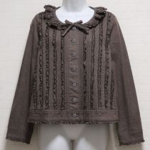 こげ茶フリル使いデニムジャケット【4(L)】
