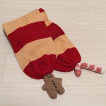赤×オレンジクリスマスオーナメントモチーフマフラー
