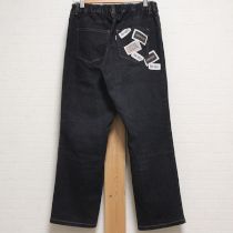 黒ネーム付きストレッチデニムパンツ【4(L)】