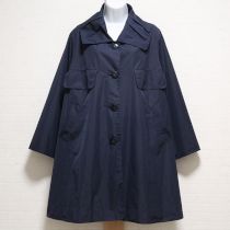 紺水玉使いフレアーポリコート
