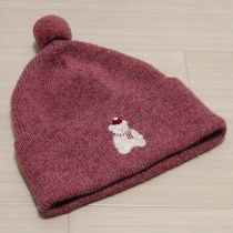 ピンク系雪だるまくま刺繍ニット帽