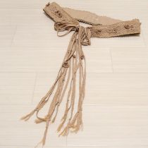 ベージュ系モチーフ付きボタニカルローブベルト