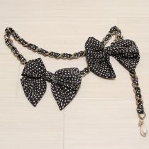 こげ茶水玉リボンチェーンベルト