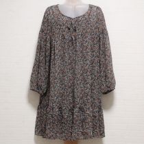こげ茶花柄ポリワンピース