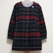 赤×紺チェックネルチュニックブラウス