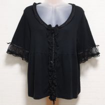 黒チュールレース使いカットソーカーディガン