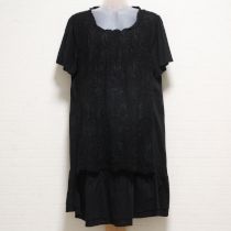 黒フラワーレース使いカットソーチュニック【4(11号)】