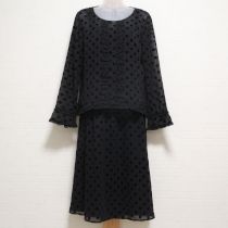 黒シフォンドットフロッキーブラウス&スカート【3(9号)】