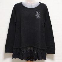 黒レース使いバックシャンニットチュニック