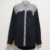 黒テリア刺繍ボタンダウンシャツ【L】