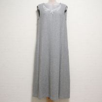 グレーレース刺繍カットソーワンピース
