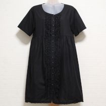 黒垂らしピコフリルチュニックブラウス