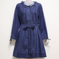 青ライトオンスデニムチュニックブラウス