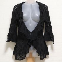 黒透かし編みフリルカーディガン
