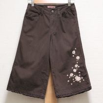 こげ茶小さい薔薇刺繍パンツ【S】