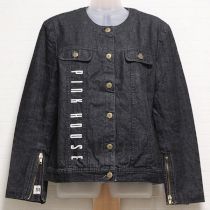 黒裏ローズレターpt使いデニムジャケット