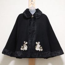 黒薔薇刺繍ハーフコート