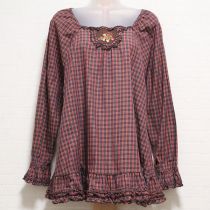 赤系苺刺繍オリチェチュニックブラウス