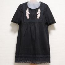 黒薔薇刺繍ローンチュニックブラウス