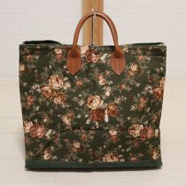 カーキ薔薇ブーケトートバッグ