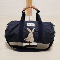 紺イースターうさぎ刺繍デニム2WAYドラムバッグ