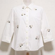 オフ白カメリア刺繍ブラウス【S】