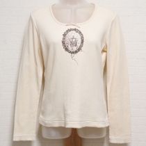 クリームオーナメントプリント長Tシャツ【M】