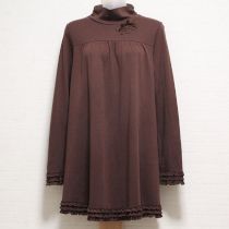 こげ茶ハートアップリケカットソーチュニック