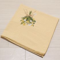 イエローギンガムたんぽぽ刺繍ストール