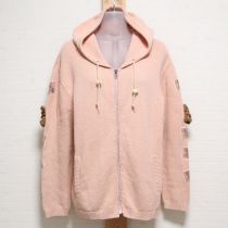 ピンクうさぎモチーフジップアップカーディガン