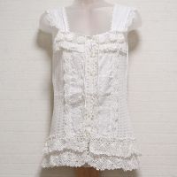 オフ白ローズラインレースニットジレ
