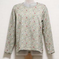 薄荷系花柄長Tシャツ