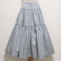 ブルー系チェック切替えスカート