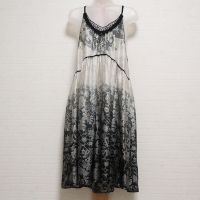白×黒グラデーション花柄チュニックワンピース