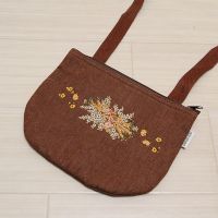 茶ブーケ刺繍ポシェット