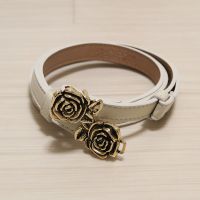 グレージュ薔薇モチーフレザーベルト
