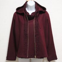 ボルドーフリル使いウールカットソーアンサンブル
