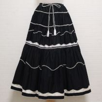 黒綿ブロードスカラップパッチワークスカート