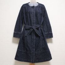 紺カメリア刺繍デニムコート