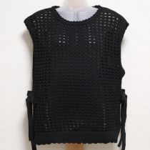 黒透かし編みレイヤードニットベスト【3(9号)】
