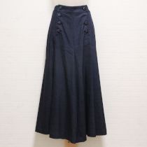 紺フロントボタンアクセントワイドパンツ