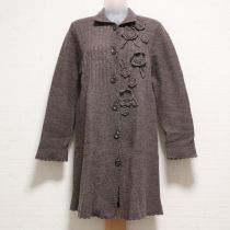 こげ茶モチーフ付きロングカーディガン【11号】